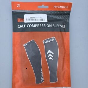 1 Pair Rymora Calf Compression Sleeves Unisex Size Large Black